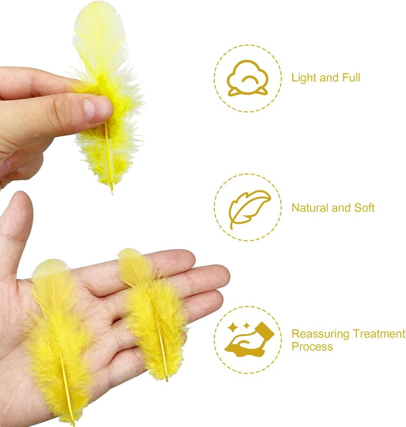 Flying feathers 500pcs-Yellow Rooster Feathers 3-5inch Bulk Feathers for Crafts DIY Dream Catcher Supplies（500pcs） - Image 3